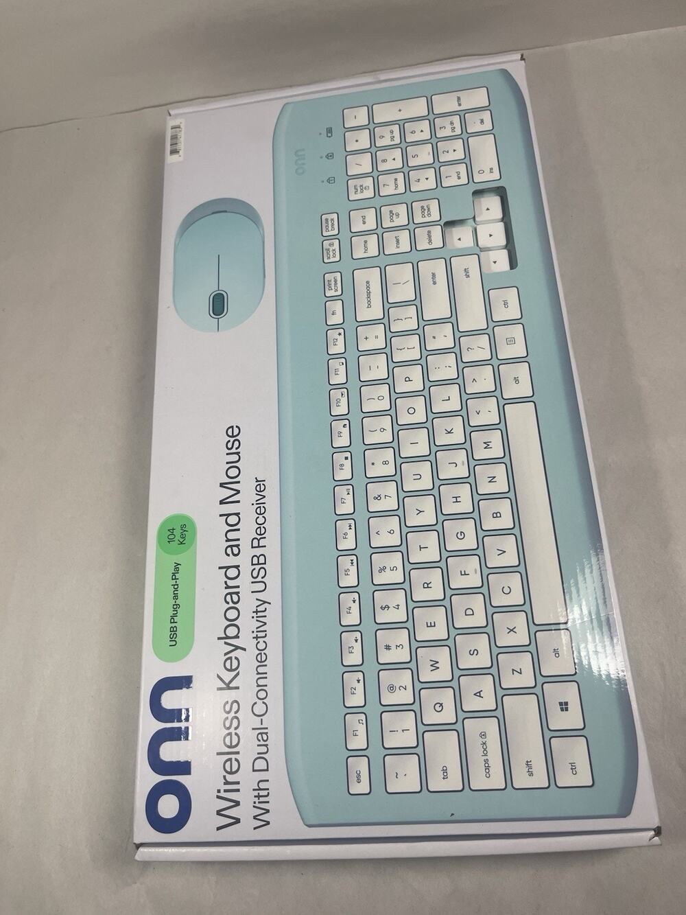 onn Wireless Keyboard Mouse Combo Mint Green USB Dual Connectivity Open Box